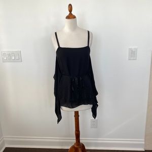 Max Azria black drape tie back top